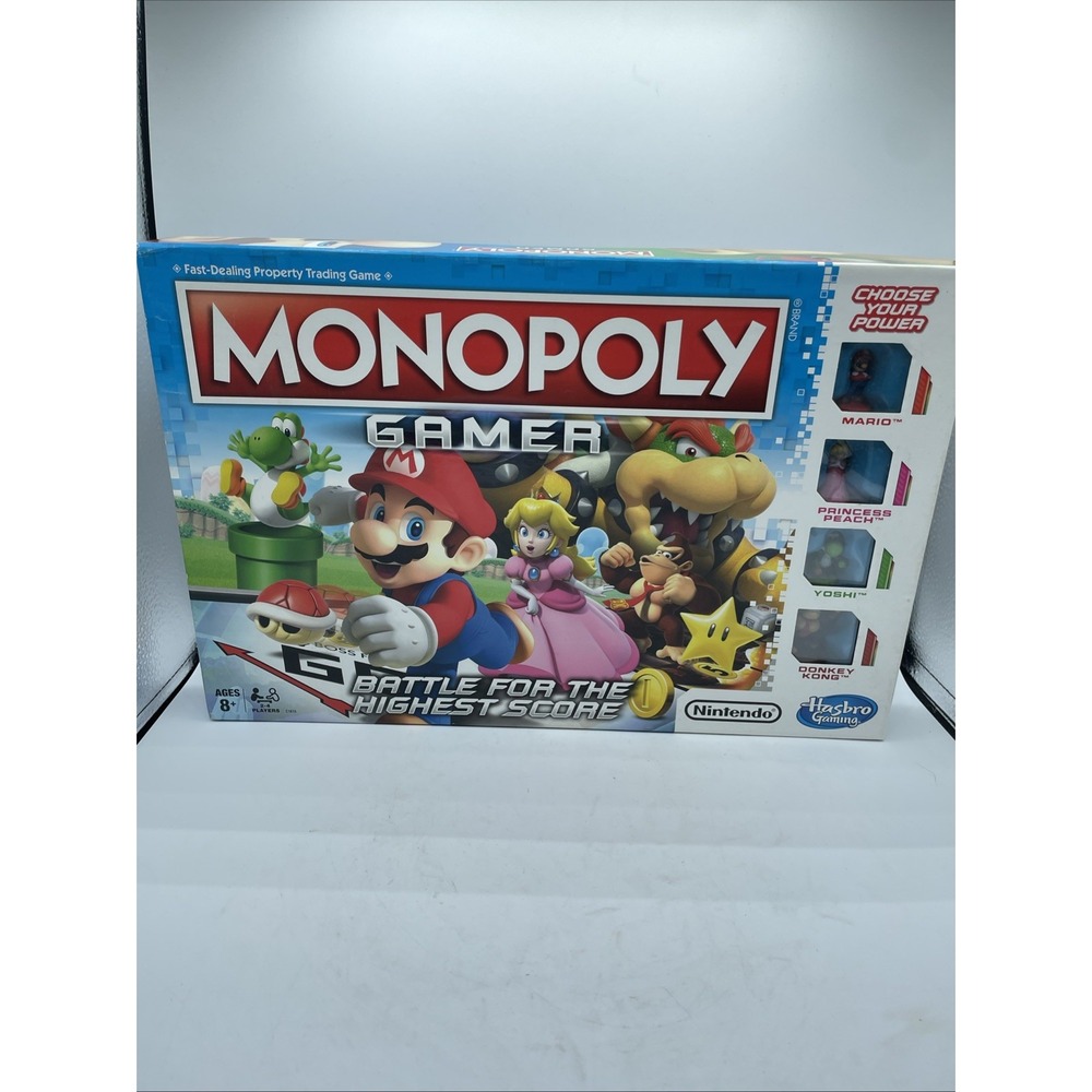 Hasbro Monopoly Gamer Board Game Nintendo Super Mario Kids Blue Complete Set